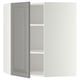 Open grey cabinet, modern design, soft finish, adjustable shelf.