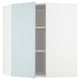 METOD kitchen: high-gloss grey-blue corner cabinet with adjustable shelf.
