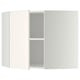 White METOD kitchen cabinet, curved design, with one open section, smooth surfaces.
