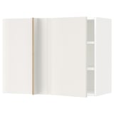 A white ikea METOD wall cabinet with a minimalist design. It has smooth, clean lines and includes a visible interior shelf.