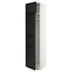 White ikea METOD kitchen cabinet, black stained wooden door, adjustable shelves.