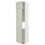 A METOD tall kitchen cabinet with green stensund fronts, featuring a sleek, rectangular shape and adjustable shelves.
