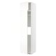 High white kitchen cabinet by ikea METOD, sleek design with grey shelves visible through glass door.