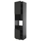 METOD tall black kitchen unit, sleek design, adjustable shelves, modern mix of materials.