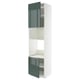 METOD high gloss green kitchen unit with open shelves.