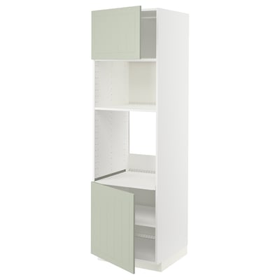 METOD kitchen unit: tall, white & green, with adjustable shelves, panelled doors.