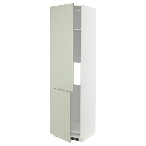 Green METOD kitchen cabinet with adjustable shelves.