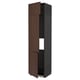 METOD kitchen cabinet, dark brown wood, tall, three doors.