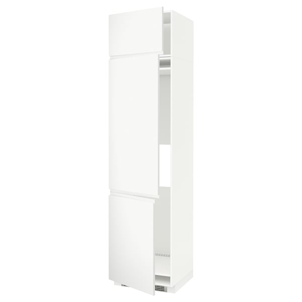 A white METOD tall storage cabinet with multiple compartments and a sleek, minimalist design.