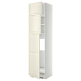 Off-white METOD kitchen cabinet with adjustable shelves, beveled edges, and nickel-plated hinges.