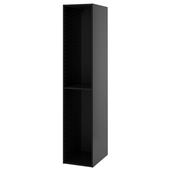 METOD black kitchen cabinet, tall, boxy, with single shelf, made of melamine and particleboard, versatile storage.