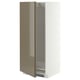 METOD High cabinet for fridge/freezer, white/VOXTORP high-gloss dark grey-brown vertical, 60x60x140 cm