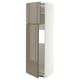 METOD High cabinet for fridge w 2 doors, white/VOXTORP high-gloss dark grey-brown vertical, 60x60x200 cm
