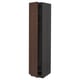 Dark brown wooden kitchen cabinet with adjustable shelf and pull-out wire basket.