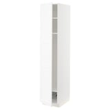 White kitchen cabinet with shelves, tall, modern design.