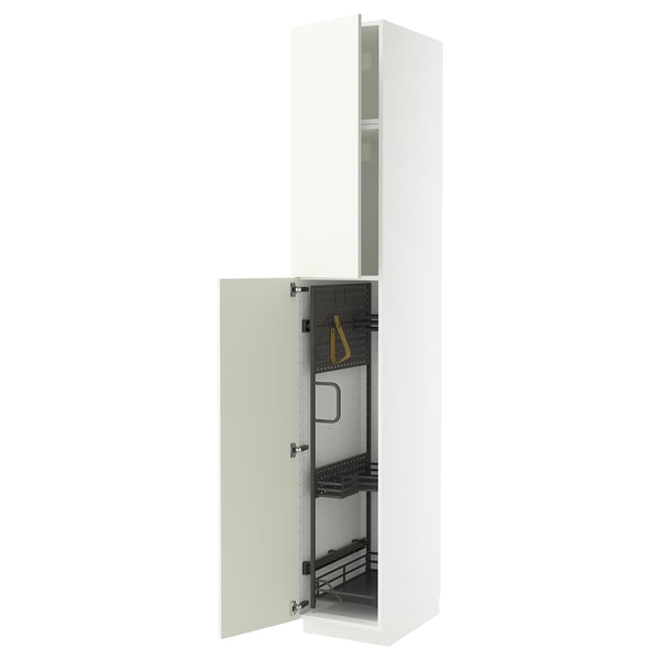 A white METOD cabinet from ikea with organizer shelves.