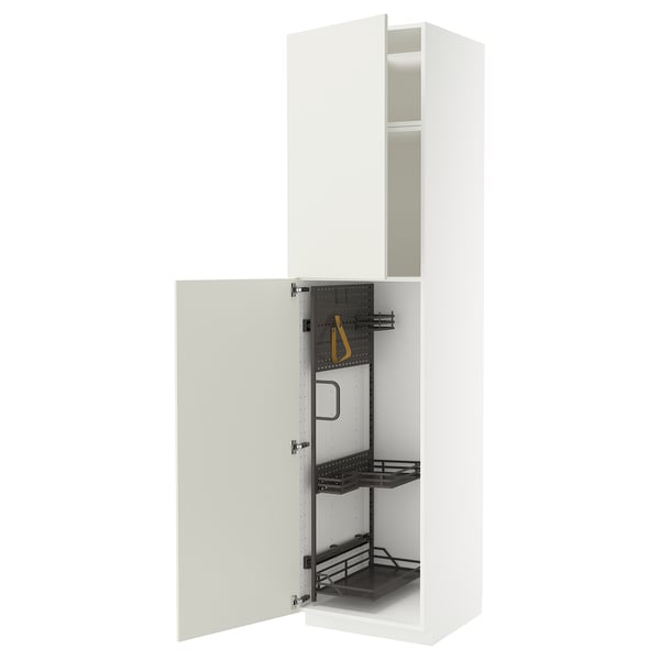 METOD white kitchen cabinet, modern, vertical, 3 shelves, organized interior, adjustable units.