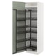METOD kitchen cabinet, white with green glass door, pull-out shelves, modern design.