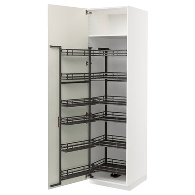 White METOD cabinet with black pull-out shelves.
