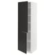 Black and white kitchen cabinet with adjustable shelves.