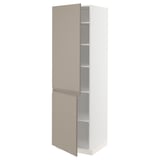 A METOD tall kitchen cabinet in beige with adjustable shelves.