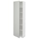 METOD white cabinet, light grey, modern design, tall with open shelves.