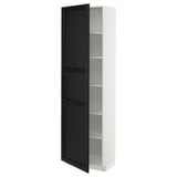 Elegant METOD kitchen cabinet with dark stained wood doors and beveled edges, offering adjustable shelves and a clean, organized storage solution.