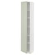 Tall white ikea METOD kitchen cabinet with green doors, featuring adjustable shelves and a sleek, modern design.