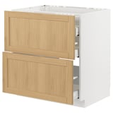 A METOD kitchen cabinet with forsbacka oak veneer drawers, white frame, and beveled edges.