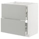 Modern light grey kitchen cabinet, rectangle with open drawers, METOD.