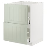 METOD kitchen cabinet. Light green, rectangular, two-drawer design, modern kitchen furniture.