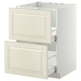 METOD kitchen cabinet in off-white with two drawers, featuring a traditional design with beveled edges.