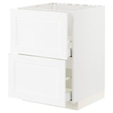 White METOD kitchen cabinet, square, modern design, minimalist style.