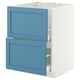 METOD / MAXIMERA Base cab f sink+2 fronts/2 drawers, white/Lerhyttan blue, 60x60 cm