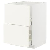 METOD white kitchen unit with drawers, modern minimalist design.