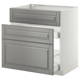 A METOD kitchen unit with grey bodbyn drawer fronts, featuring a classic style and modern storage solution.