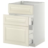 An off-white METOD kitchen cabinet with beveled edges, featuring two drawers and smooth-running drawer fronts.