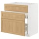 METOD kitchen unit with light oak drawers & white base, 3 wooden drawers.