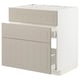 Modern beige METOD kitchen unit with soft-close drawers, vertical grooves, and light material.