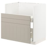 Ikea METOD kitchen unit in beige with beige panels, featuring a smooth drawer and sleek design.