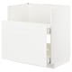 White METOD kitchen cabinet, sleek modern design with smooth surfaces and shallow drawer, part of a modular system.
