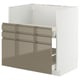 Modern kitchen cabinet, METOD, high gloss dark gray-brown, steel & wood, rectangular, sleek design.