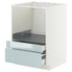 A white and gray-blue ikea METOD kitchen unit with two pull-out drawers. It a high-gloss drawer front and a sturdy frame construction.