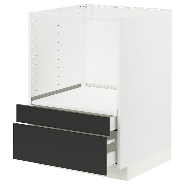 METOD kitchen unit: white metal frame, black drawers, modern look