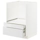 White METOD kitchen cabinet set with modern high-gloss drawers and fixed shelf.