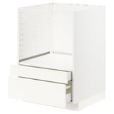 METOD kitchen unit in white with two drawers, smooth lines, and strong metal runners.