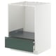METOD kitchen unit with high-gloss grey-green drawer, rectangular, all-steel framed, modern minimalist design.