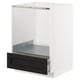 White METOD kitchen cabinet with black stained ash drawer, beveled edges, pull-out design.