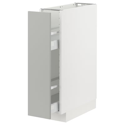 METOD kitchen unit: light gray, rectangular, modern design, white interior, with shelves, tall cabinet.