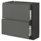 Modern dark grey kitchen unit with integrated handles, featuring two drawers, part of the METOD system.